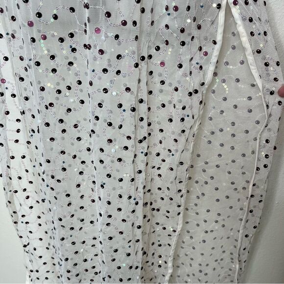 NWT Urban Outfitters Hunter Sheer Sequin Beaded Midi Cream Dress Women Medium - Picture 9 of 16